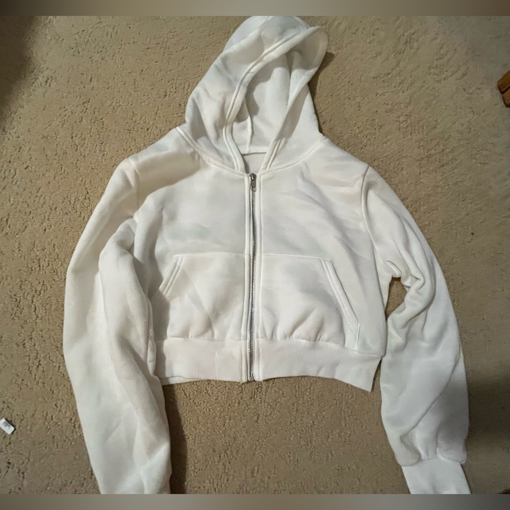 SHEIN Cream Zip-Up Hoodie for Women